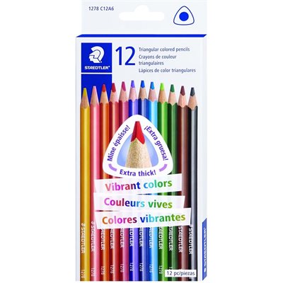 CRAYONS DE COULEUR TRIANGULAIRES - BTE / 12 STAEDTLER