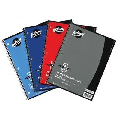 CAHIER SPIRALE / LIGNÉ - HILROY - 3 SUJETS - 108 PAGES