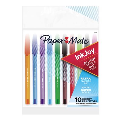 STYLO PAPERMATE INKJOY 1.0MM, COULEURS ASSORTIS, 10 / PQT
