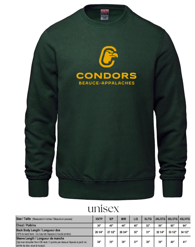 CHANDAIL COL ROND UNISEX VERT