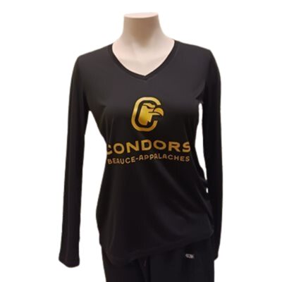 CHANDAIL CONDORS FEMME COL "V" (COTON) NOIR - LARGE