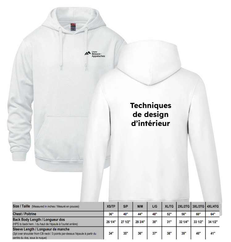 HOODIE DESIGN D'INTÉRIEUR BLANC 