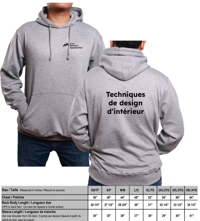 HOODIE DESIGN D'INTÉRIEUR GRIS 