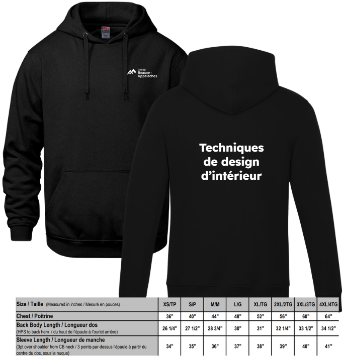 HOODIE DESIGN D'INTÉRIEUR NOIR 