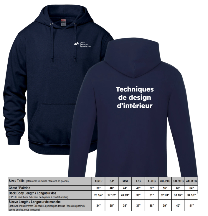 HOODIE DESIGN D'INTÉRIEUR MARINE 