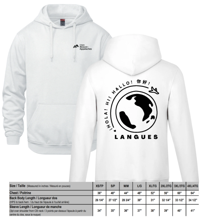 HOODIE LANGUES BLANC 