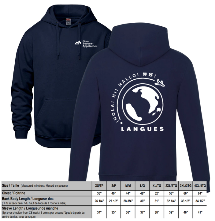 HOODIE LANGUES MARINE 